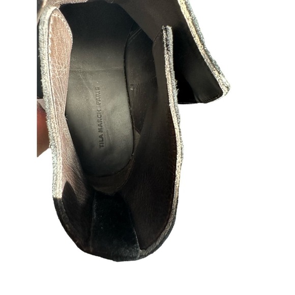 Tila March Paris Black Suede Leather Gold Chain Booties Boots Size 37 (US 7) - Picture 9 of 9